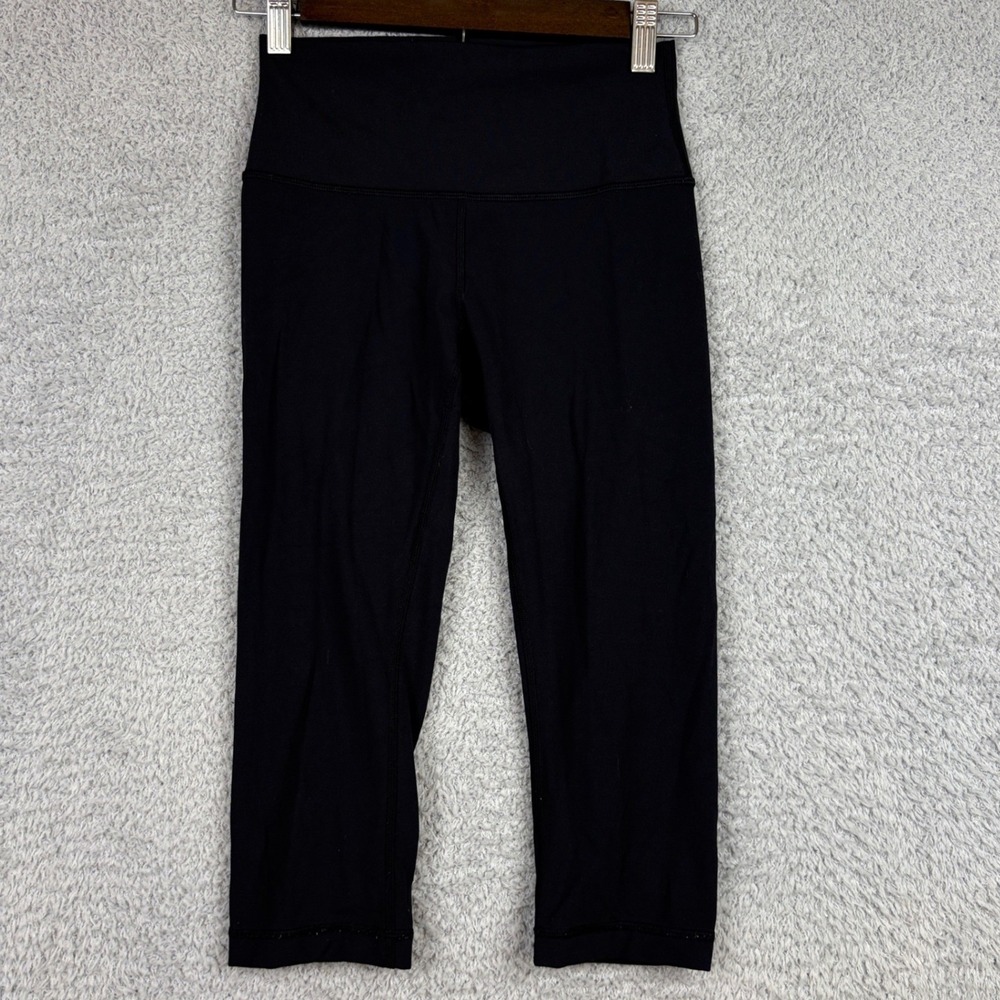 Lululemon Leggings Womens 4 Black High Rise Crop Yoga Pants Athleisure Athletic